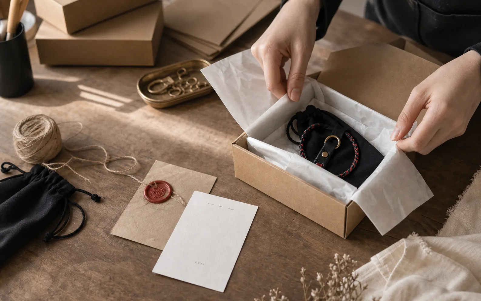 Plain private packaging at a table