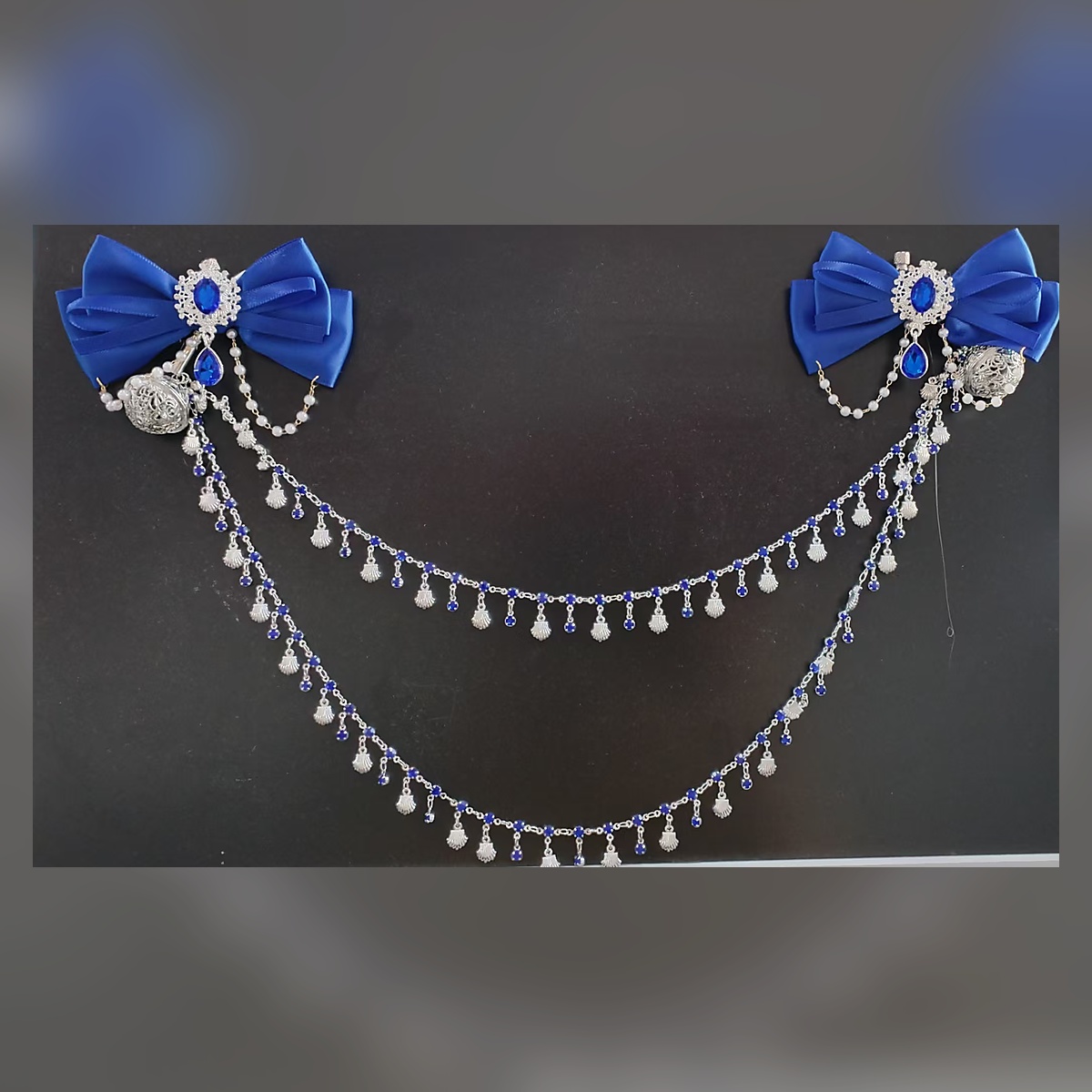Royal Blue Chain Bow Clip