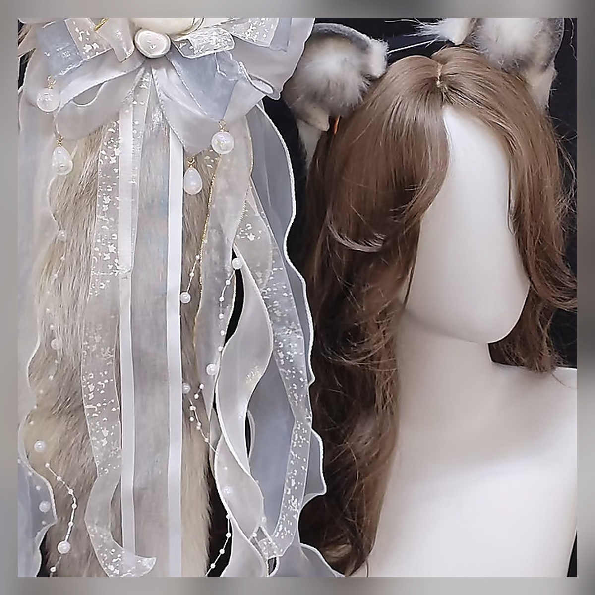 Ivory Floral Ear Headpiece - Image 4