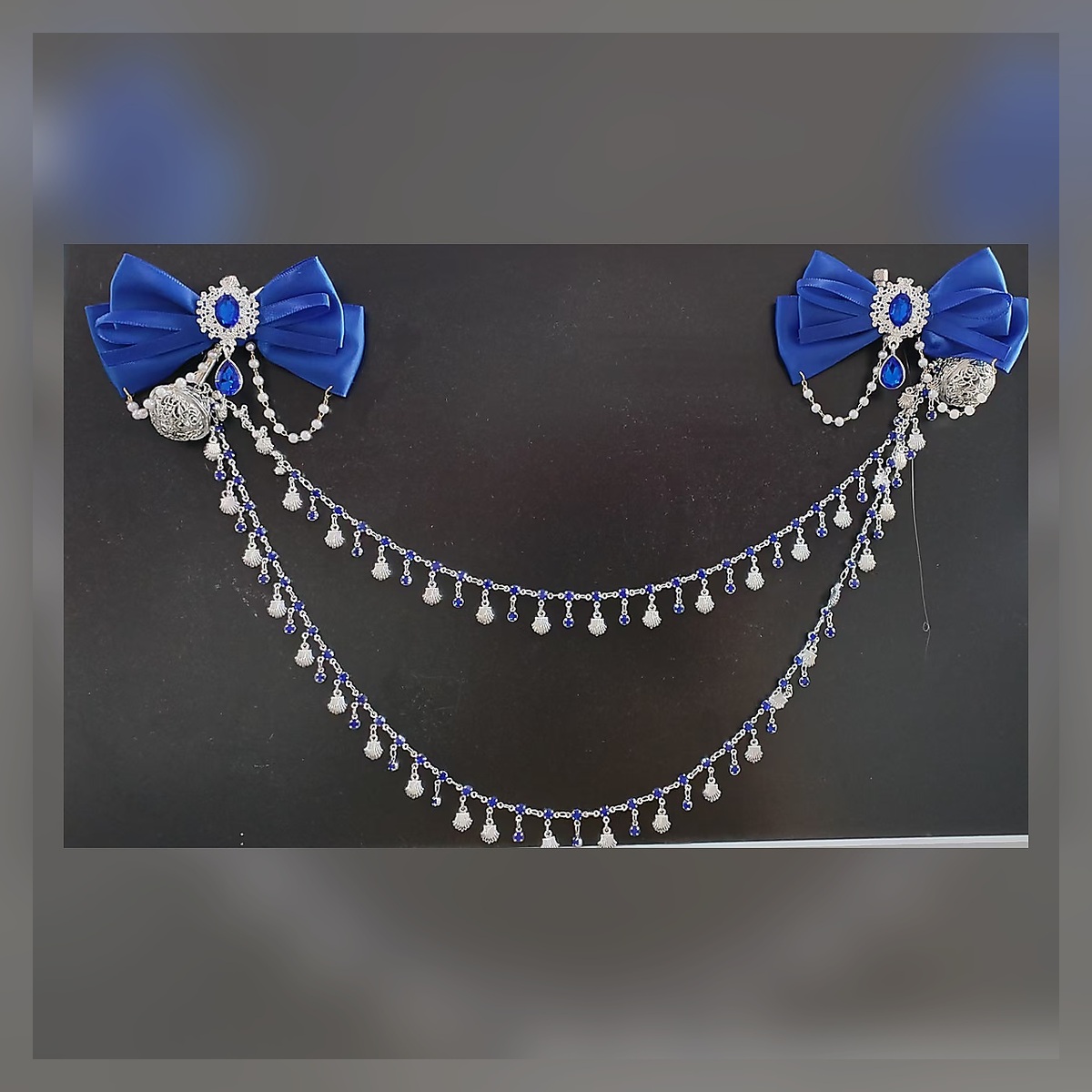 Royal Blue Chain Bow Clip - Image 2