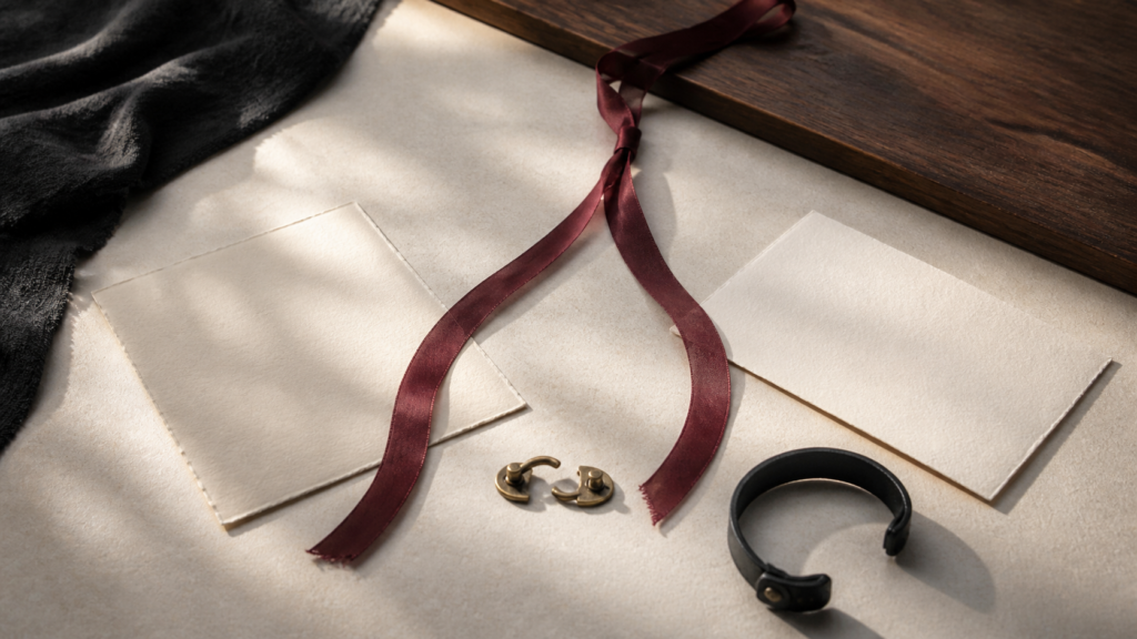 Untied ribbon and open clasp symbolizing the freedom to pause or change your mind.